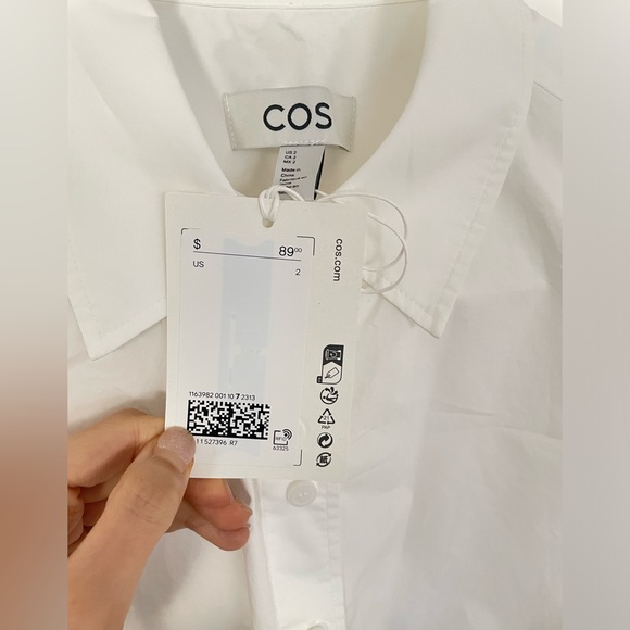 NWT COS White 100% Cotton Poplin Cropped Sleeveless Shirt Top 2 XS $89 - Picture 7 of 7